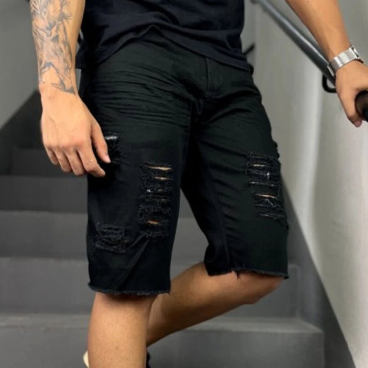 Shorts Jeans Masculino Rasgado