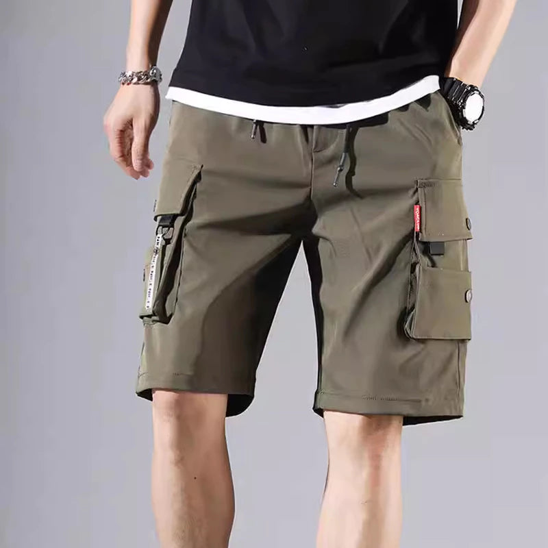 Summer Ice Silk Multi-pocket Shorts de seda